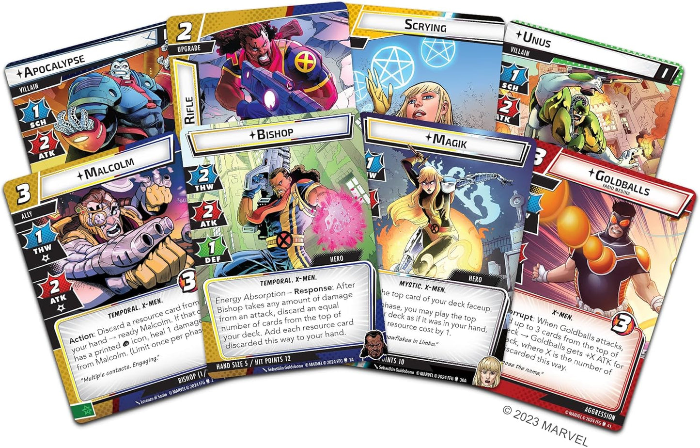 Collection of Marvel-themed trading cards on a white background