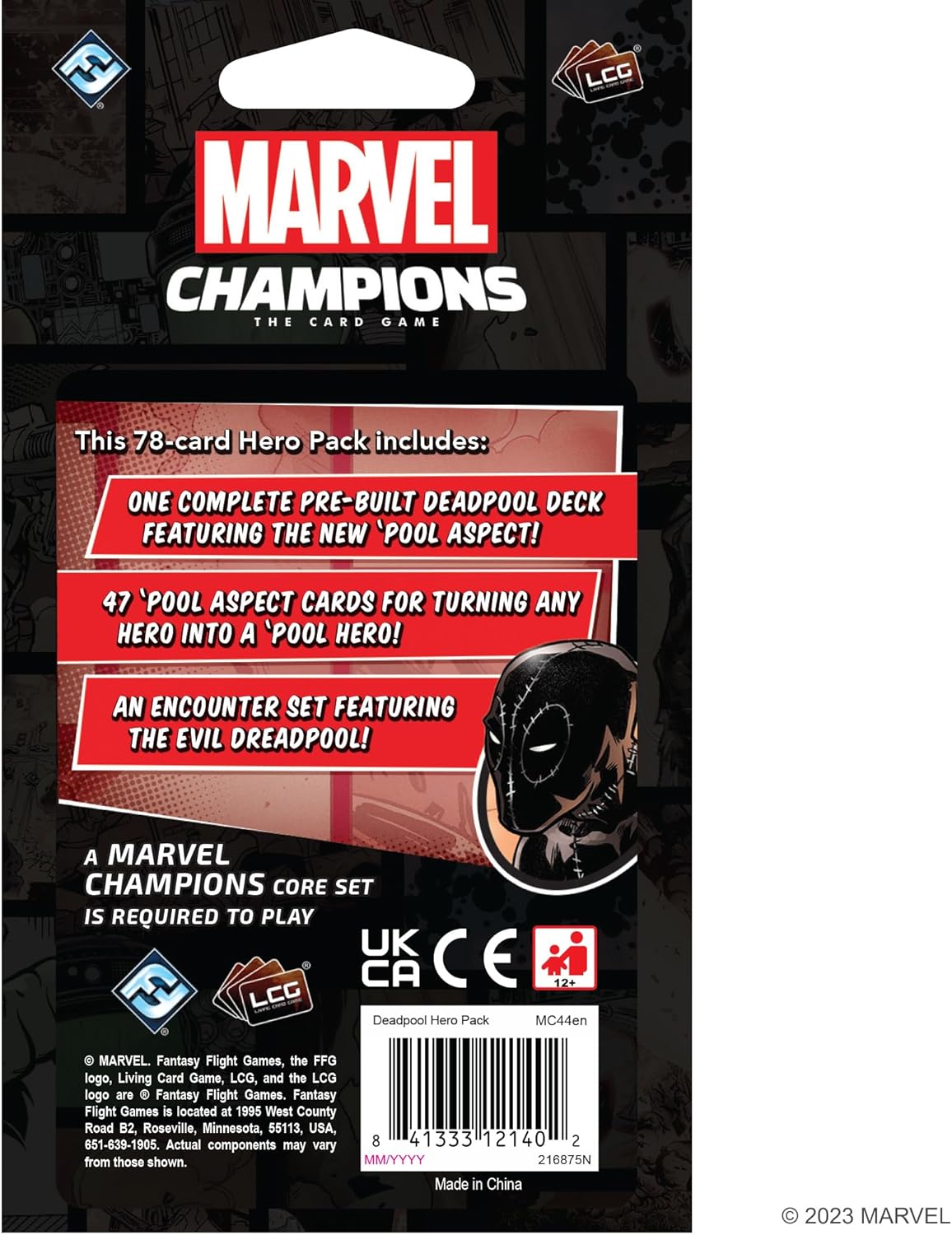 Marvel Champions card game hero pack packaging with Marvel logo