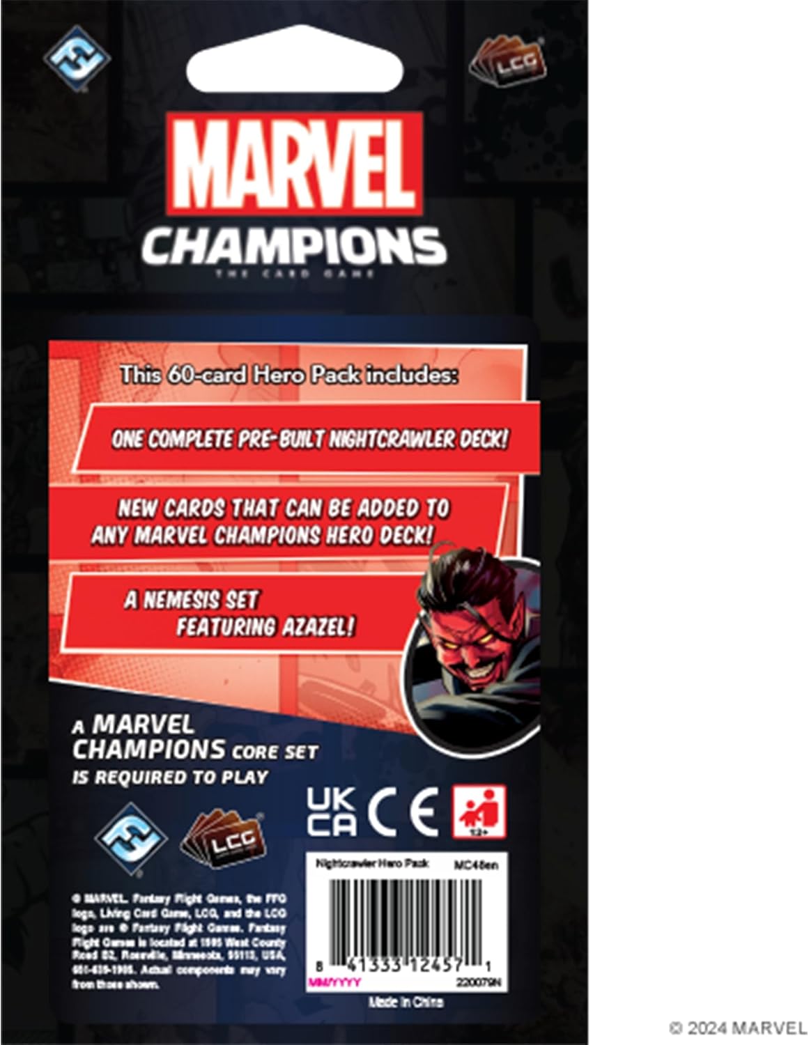 Marvel Champions - Nightcrawler Hero Pack with branding and product details.