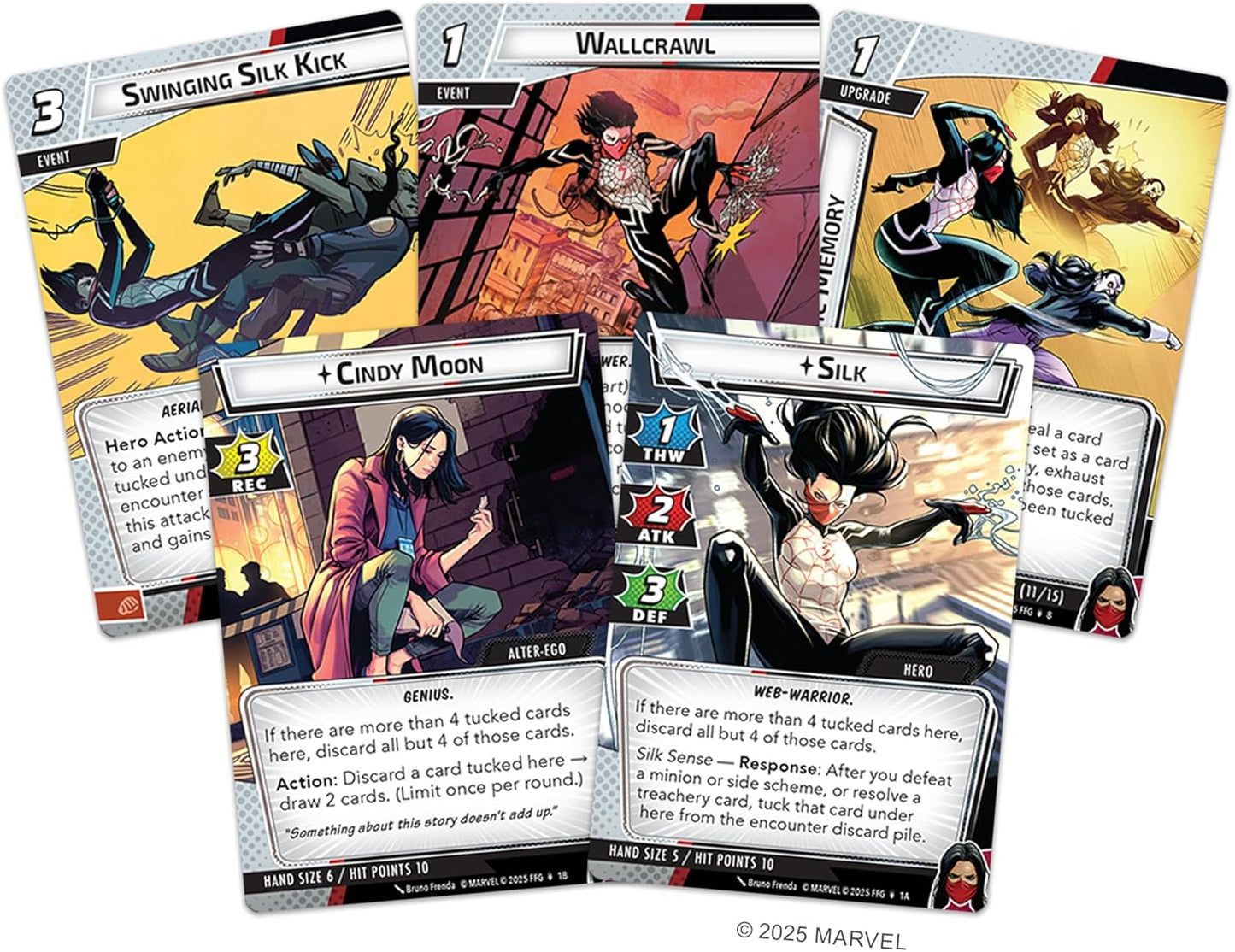 Collection of Marvel superhero trading cards on a white background