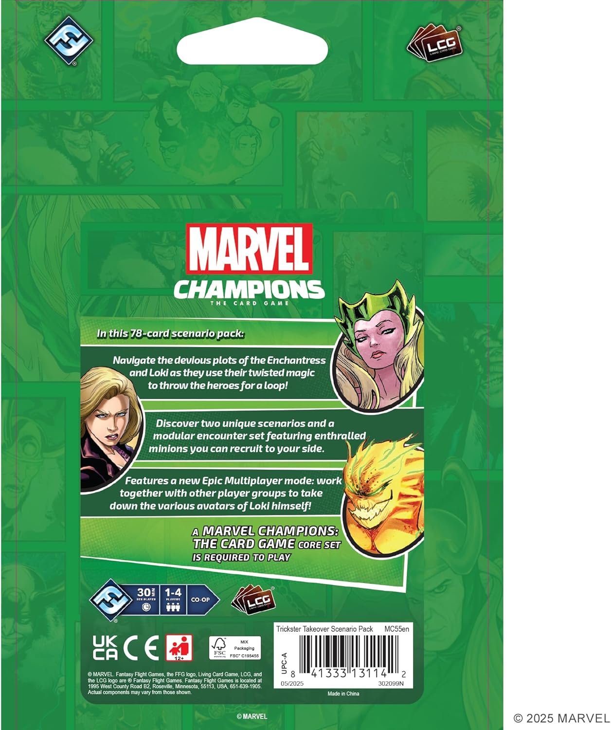 Marvel Champions game scenario pack packaging with green background