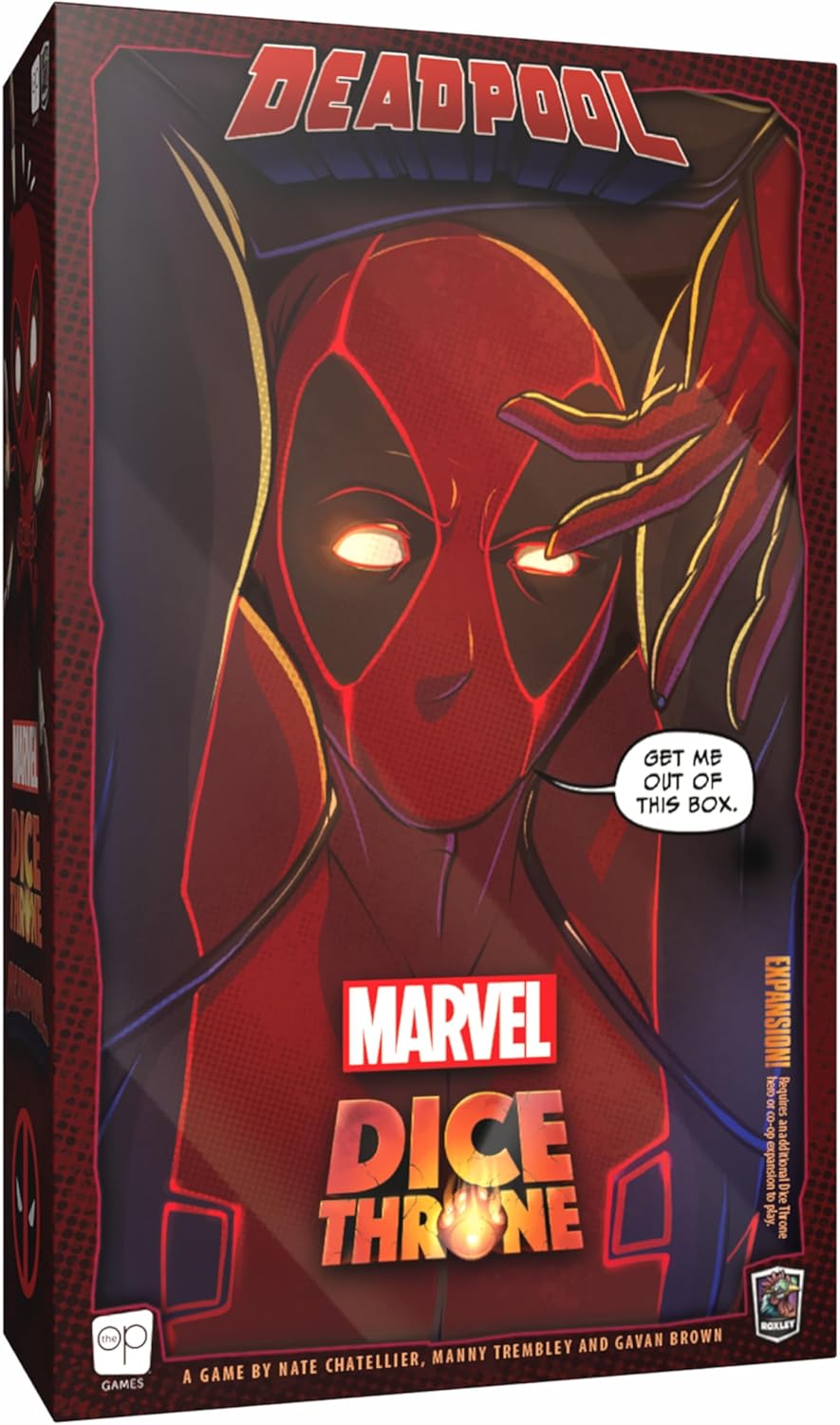 Marvel Dice Throne game box with Deadpool illustration