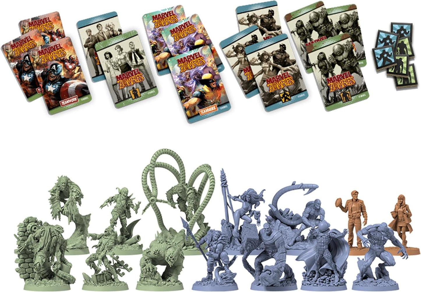 Collection of Marvel Zombies Monster Fighters toy figures and packaging on a white background