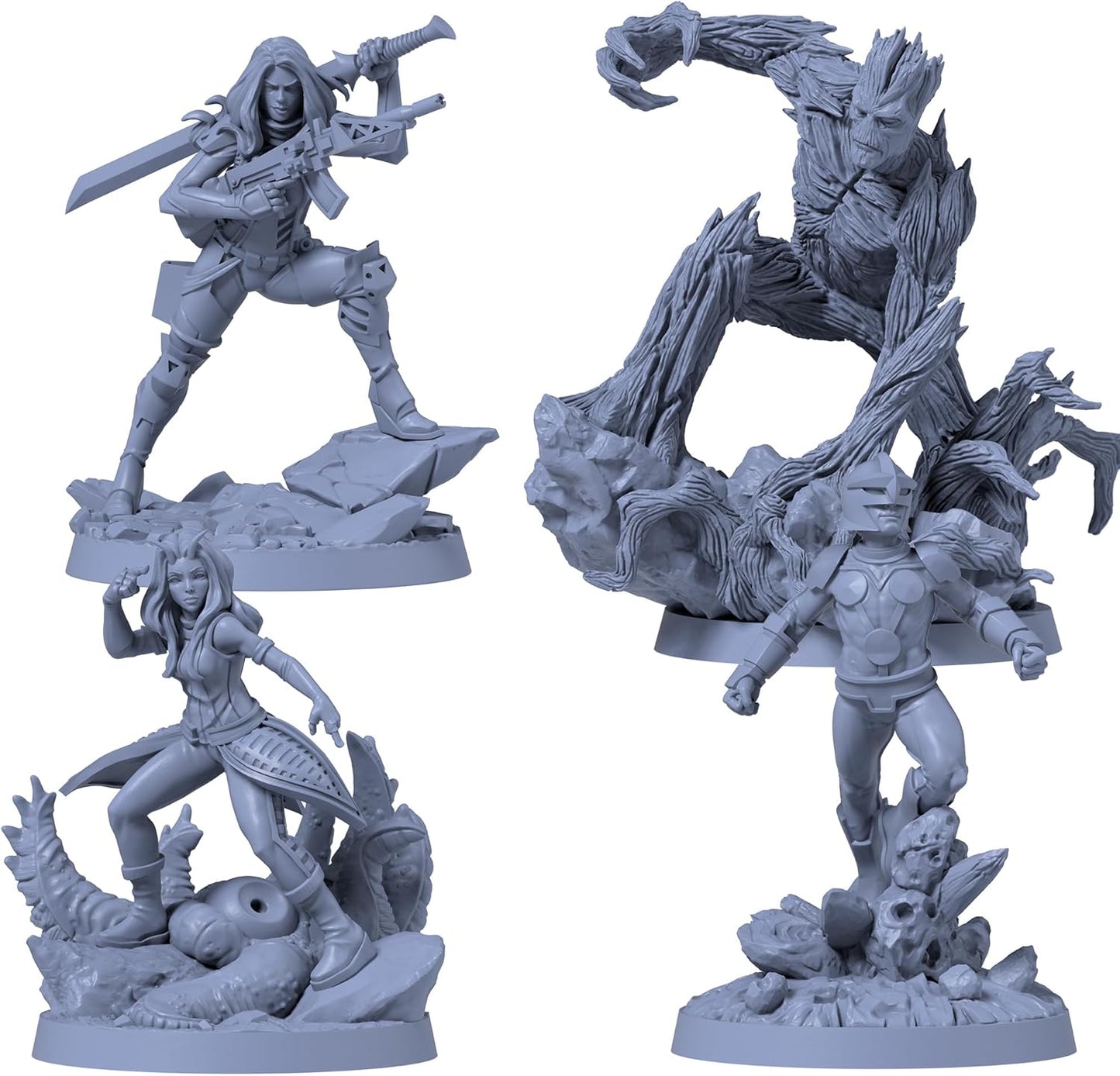 Marvel Zombies gray resin figurines on a white background