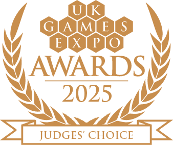 UK Games Expo Awards 2025 logo with laurel wreath and 'Judges' Choice' text.