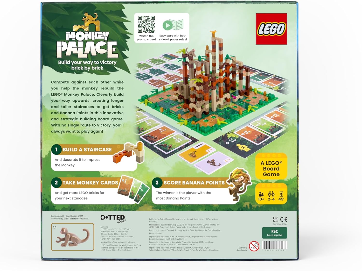 LEGO Monkey Palace board game packaging with instructions and graphics.