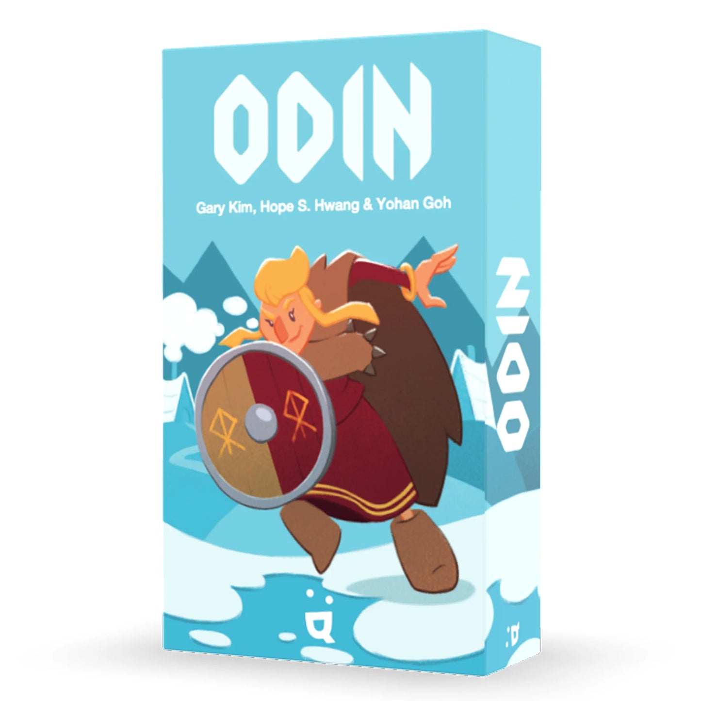 Book cover of 'Odin' with a character holding a shield against a mountainous background
