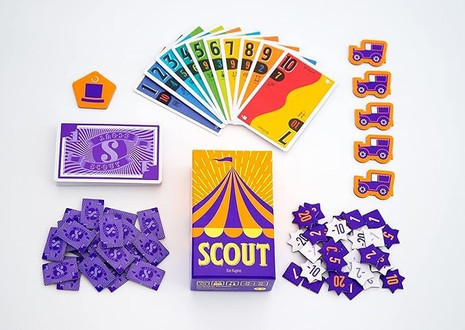Scout card game contents on a white background