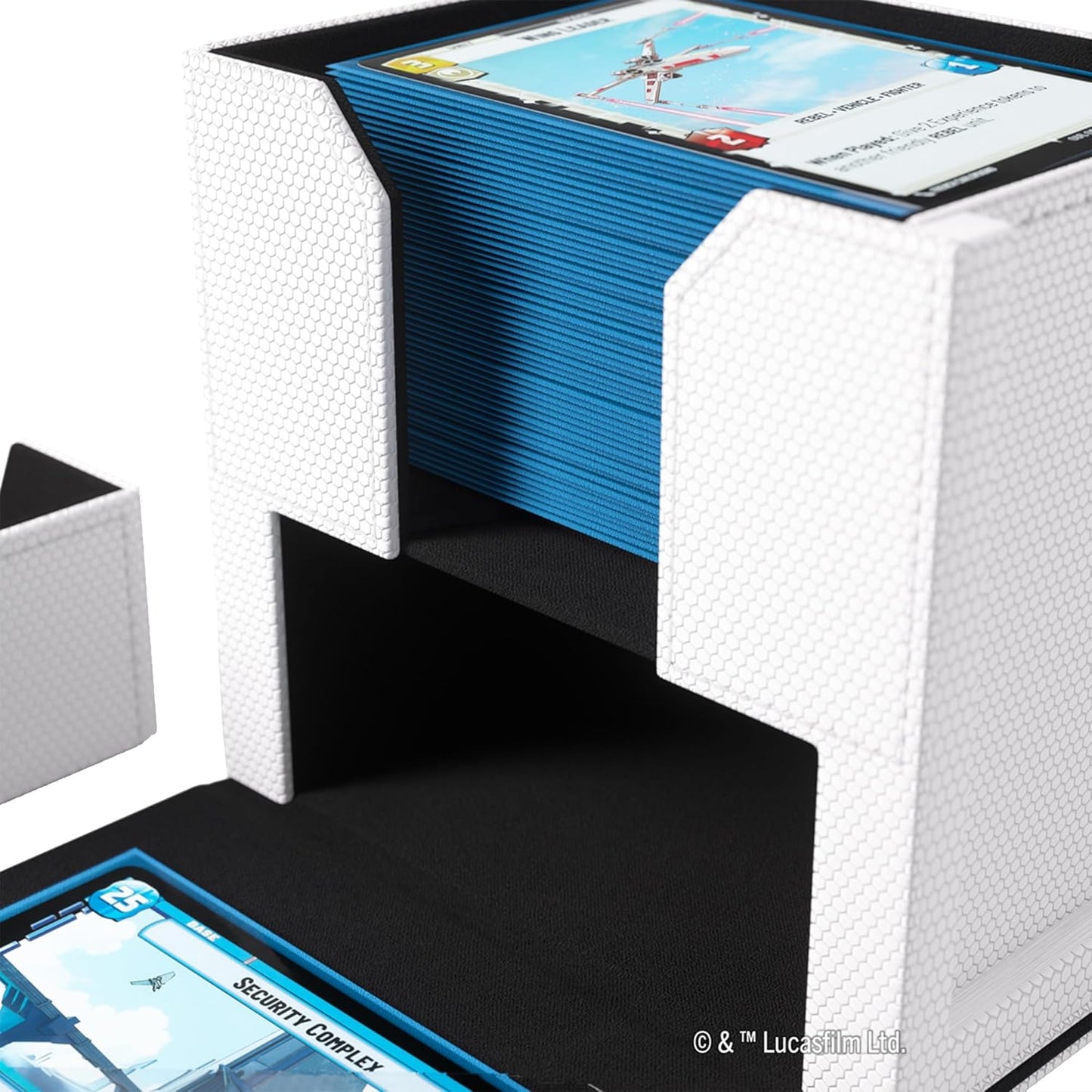 Star Wars: Unlimited Deck Pod - White/Black featuring a white textured surface.