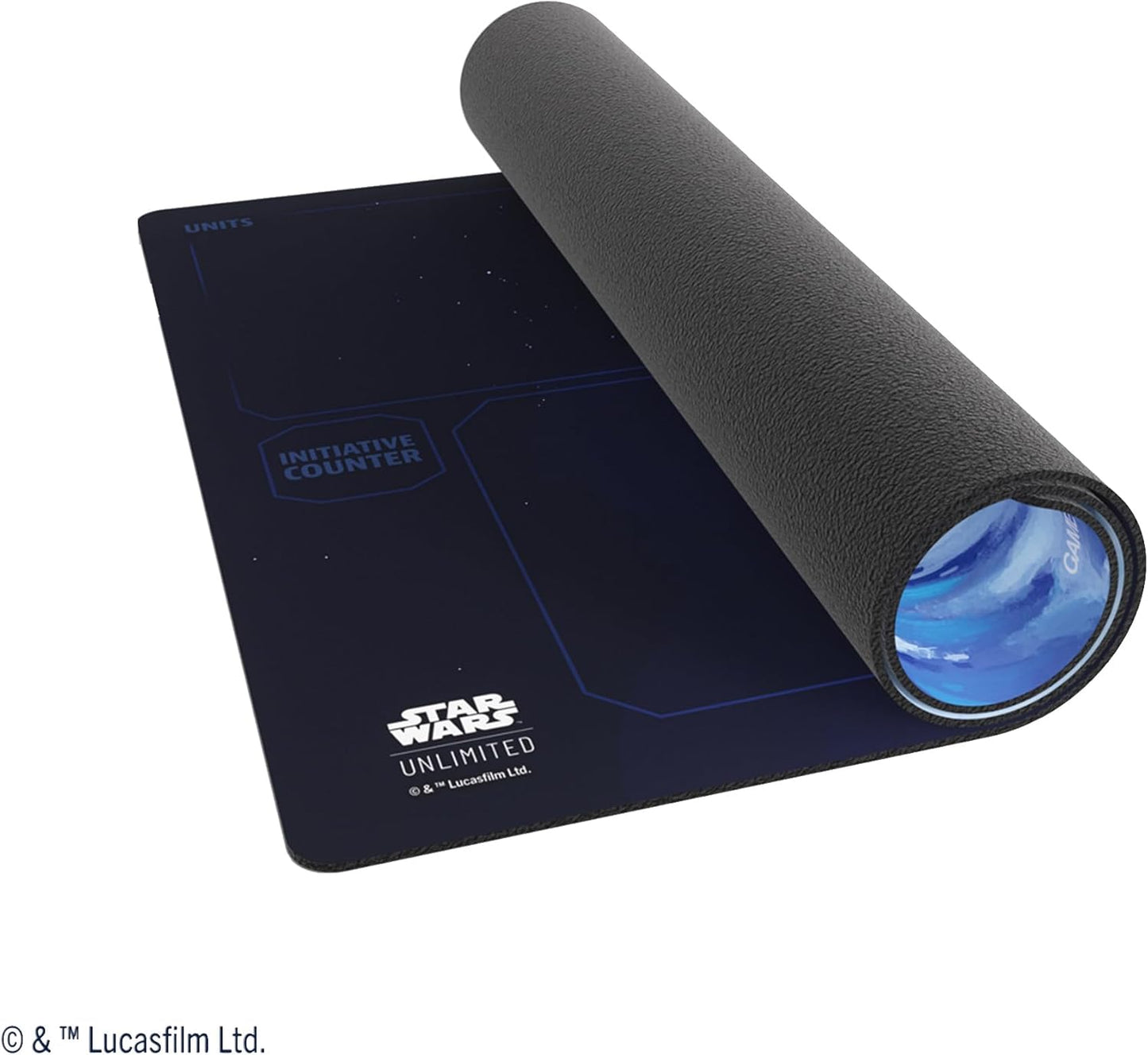 Star Wars Unlimited Game mat with Iconic Death Star set against a starry, galactic background on a white background