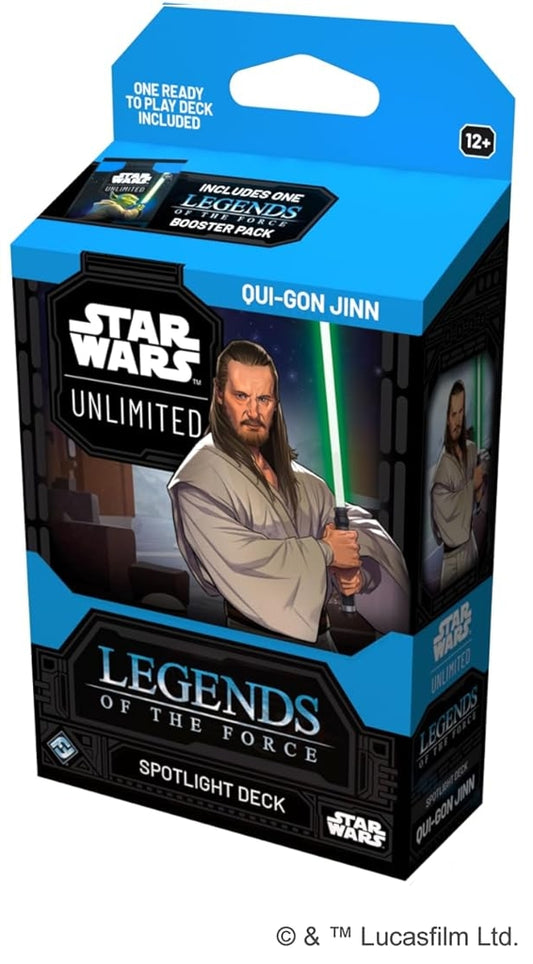 Star Wars Unlimited Legends of the Force Oui-Gon Jinn spotlight deck packaging