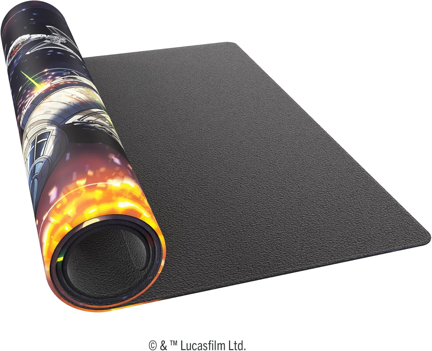 Star Wars: Unlimited. The Millennium Falcon mat rolled up