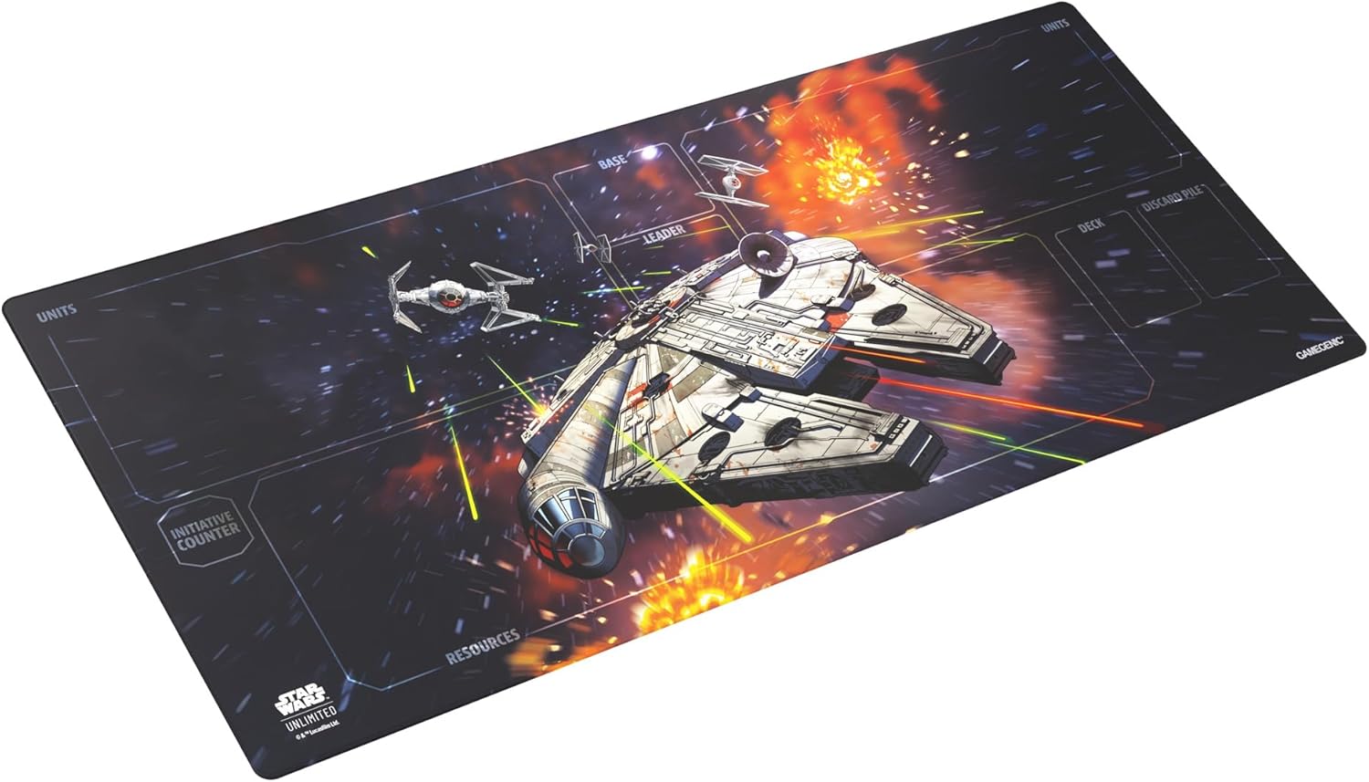 Star Wars: Unlimited. The Millennium Falcon design captures the iconic ship in motion in a Jump to Lightspeed-themed full-colour illustration