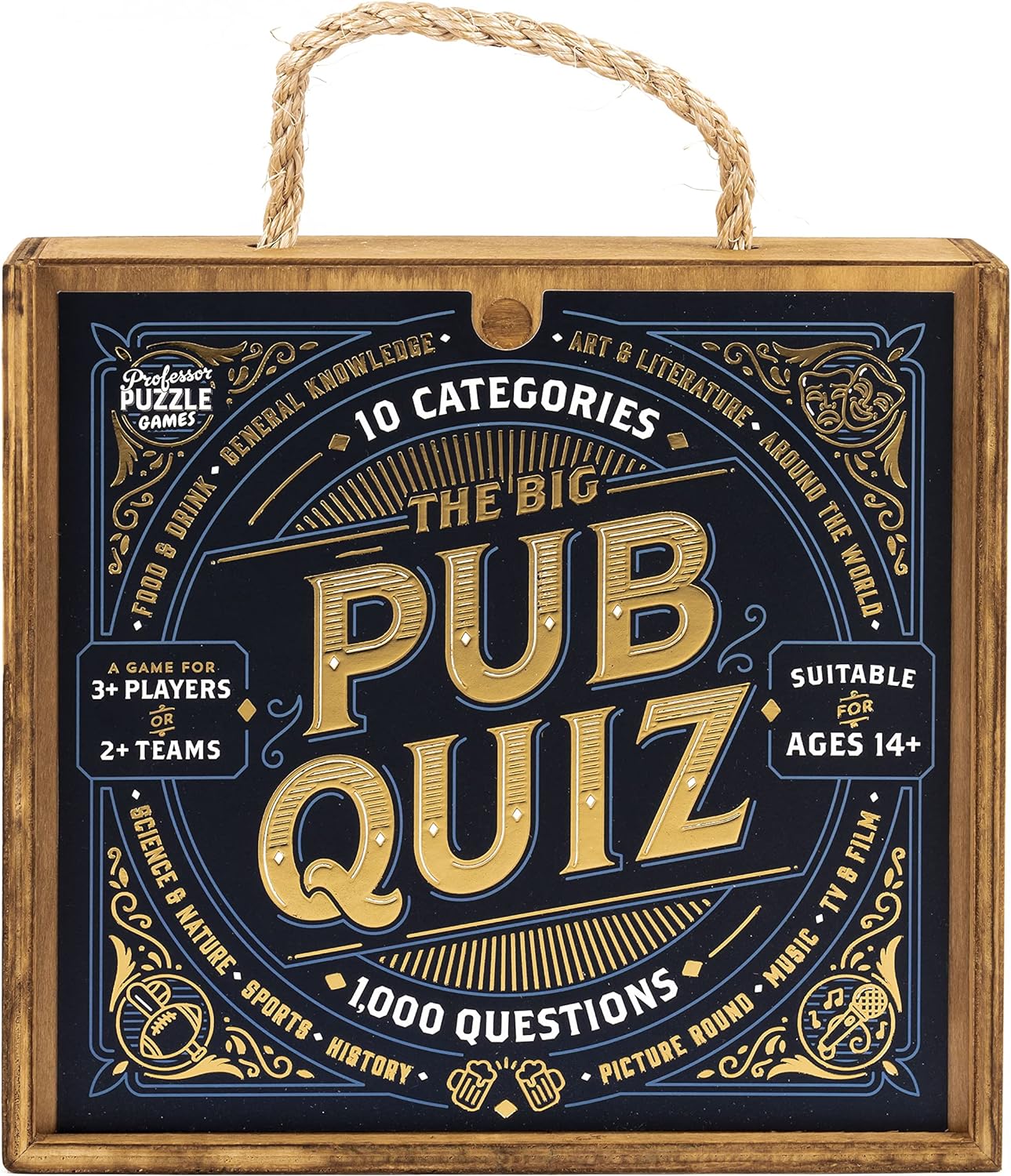 The Big Pub Quiz game wooden product packaging 