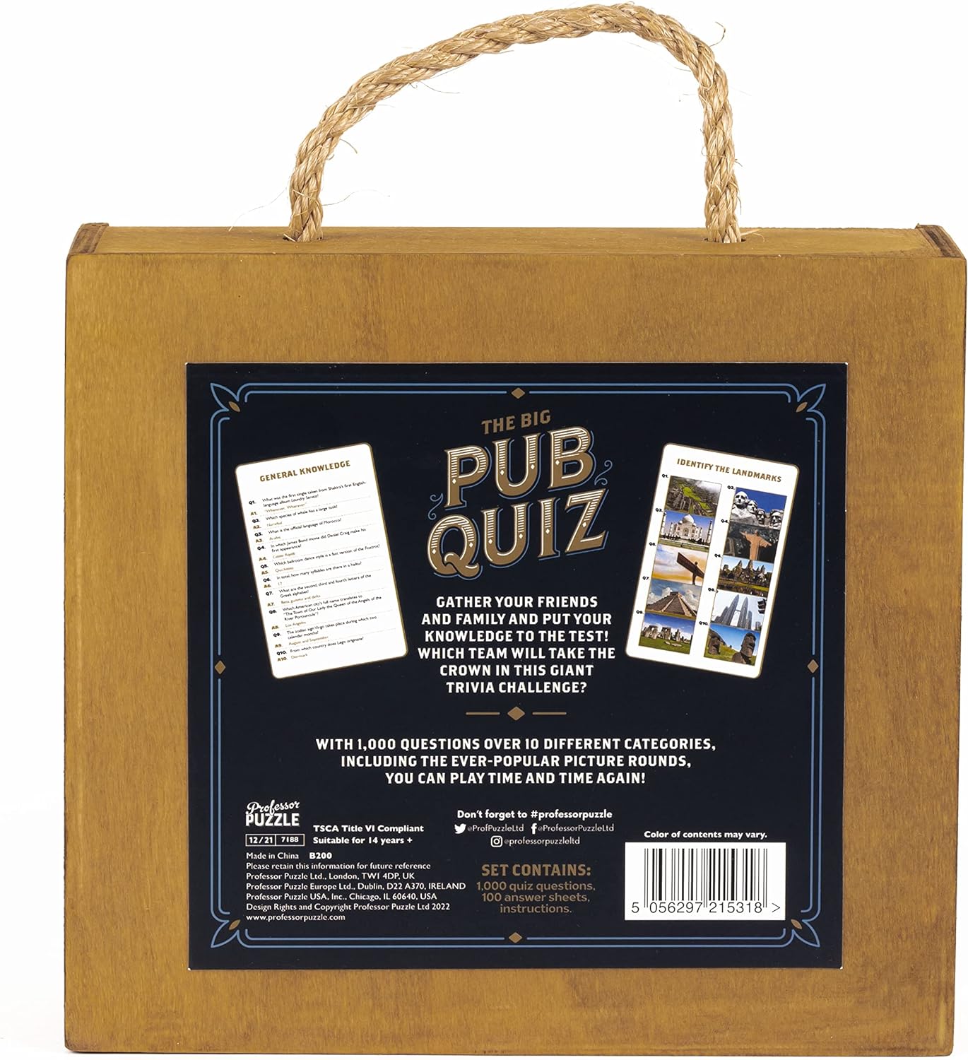 The Big Pub Quiz game wooden product packaging back of box