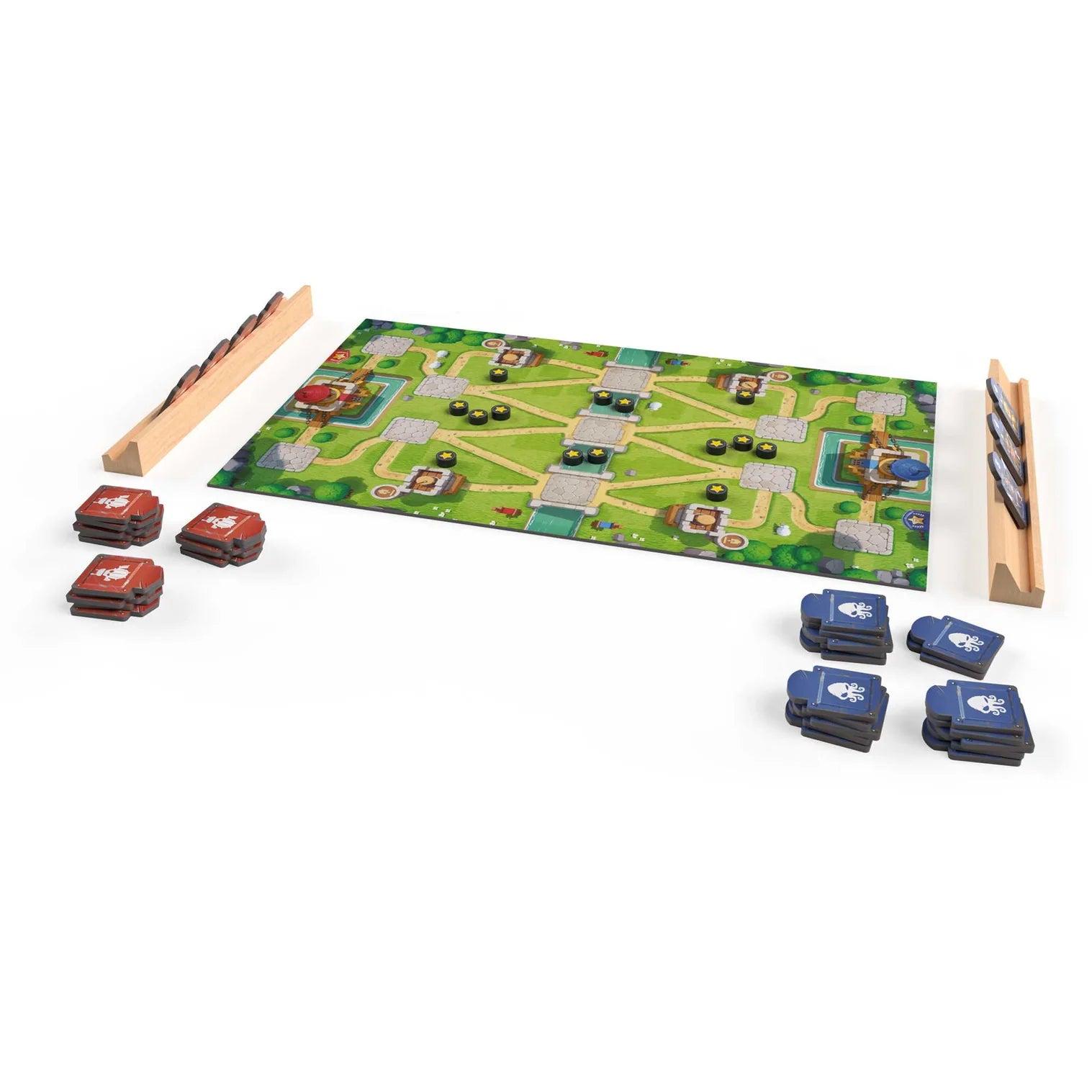 Toy Battle board game laid out for a two player duel