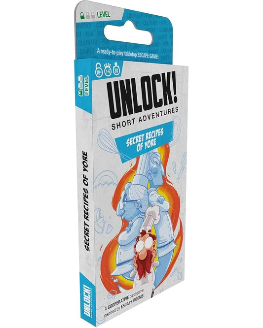 Box of Unlock! Short Adventures – Secret Recipes of Yore cooperative card game on a white background
