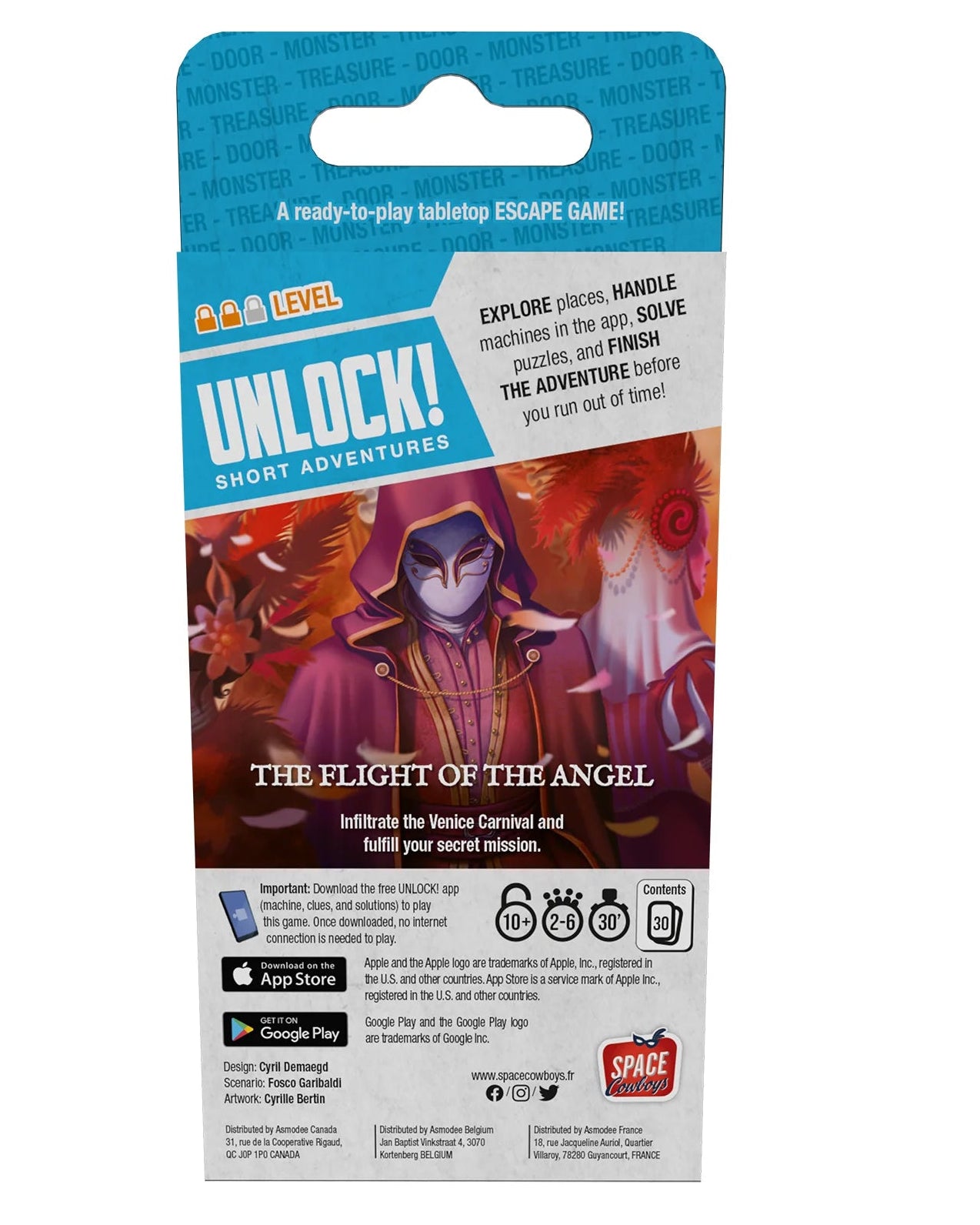Unlock! Short 3 - The Flight of the Angel game packaging with characters and text on a white background