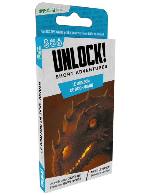 Box of Unlock! Short Adventures: The Dungeon of Doo-Arann game with dragon illustration on a white background