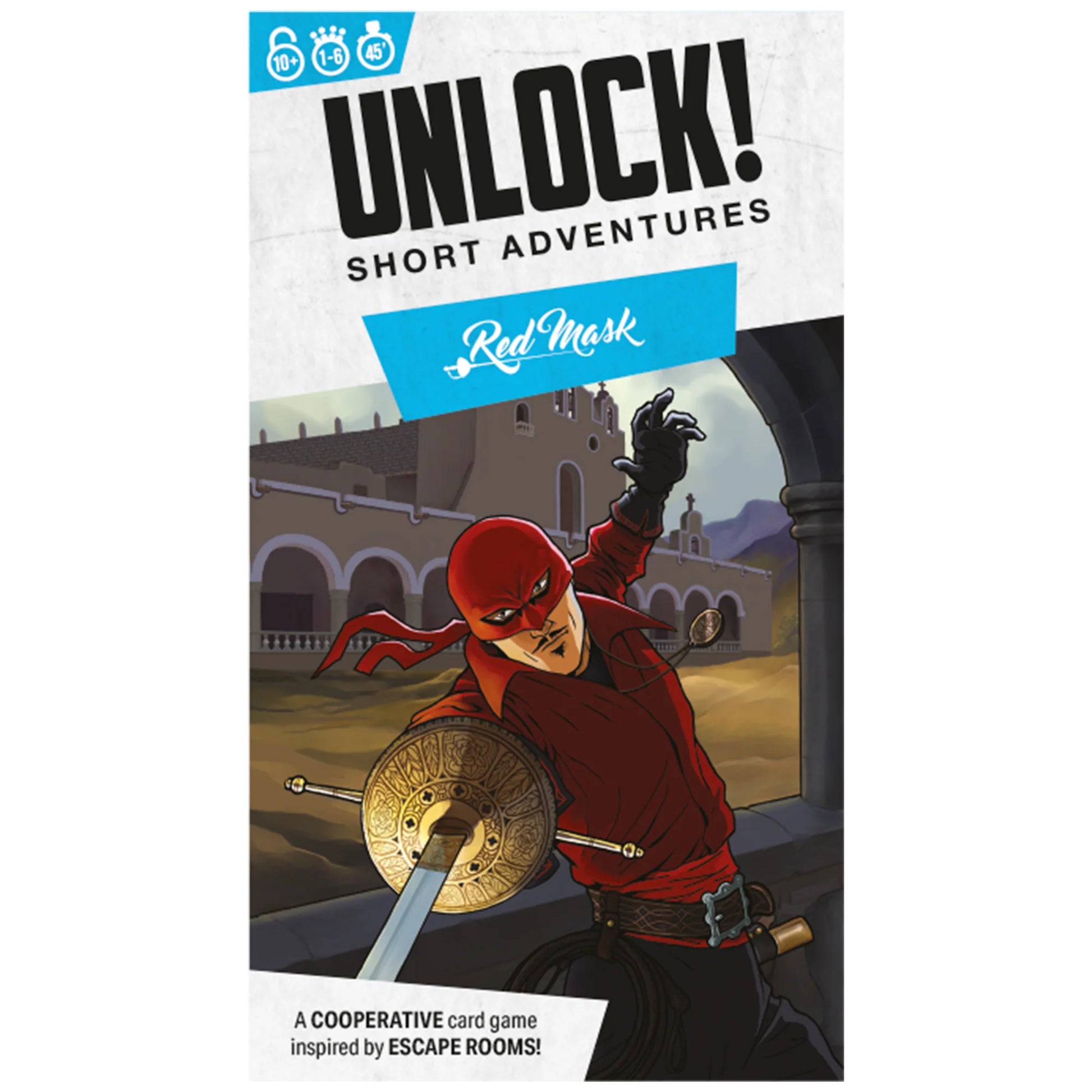 Game box for Unlock! Short Adventures 7: Red Mask with a character in a red mask and costume.