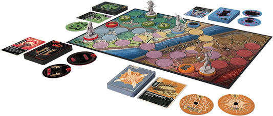 Unmatched - Battle of Legends Vol 1 board game laid out with a mix of fantasy and action elements.