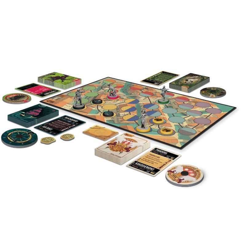 Battle of Legends Vol 3 Board game with colourful board, pieces, and cards on a white background