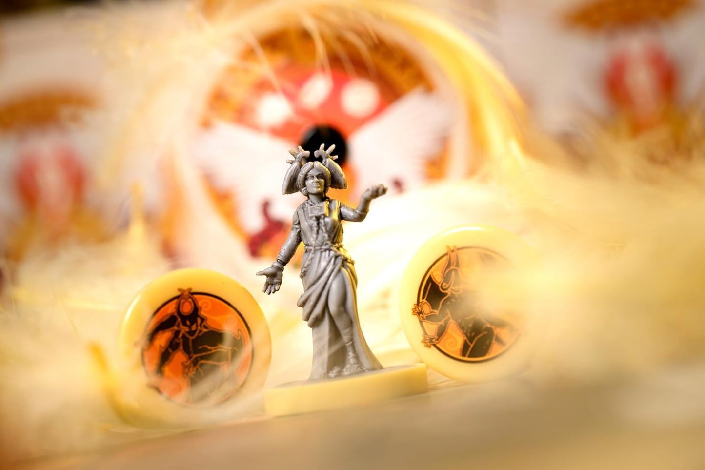 Small figurine of a warrior in a decorative setting with gold elements for Battle of Legends Vol 3