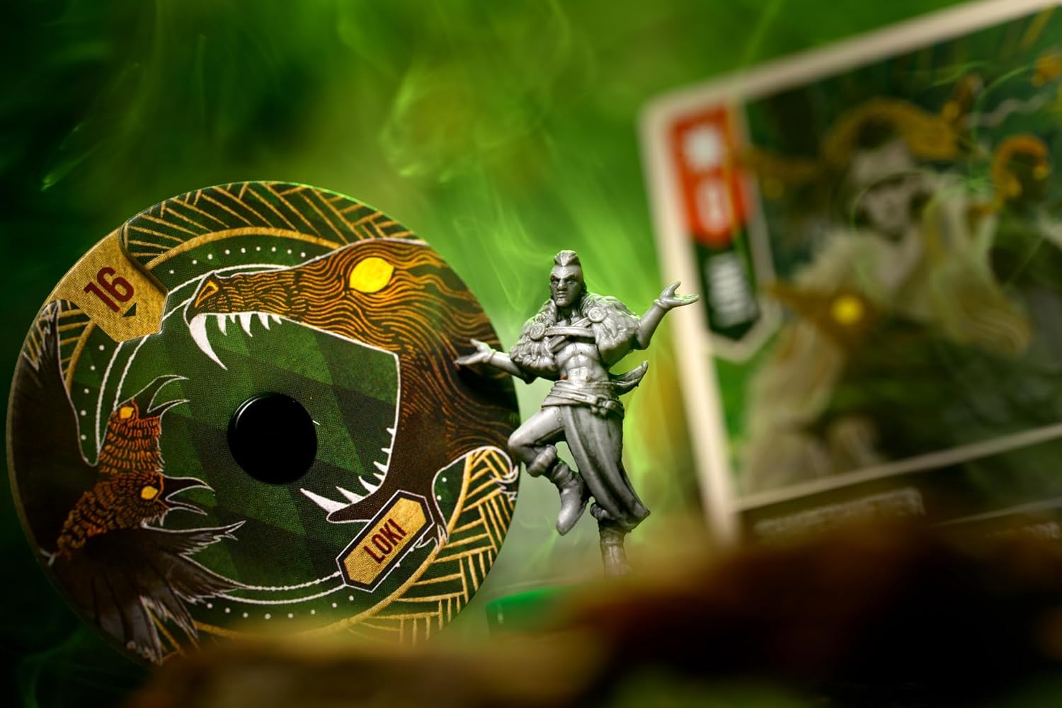 Battle of Legends Vol 3 game piece with dragon design and figurine on a green background