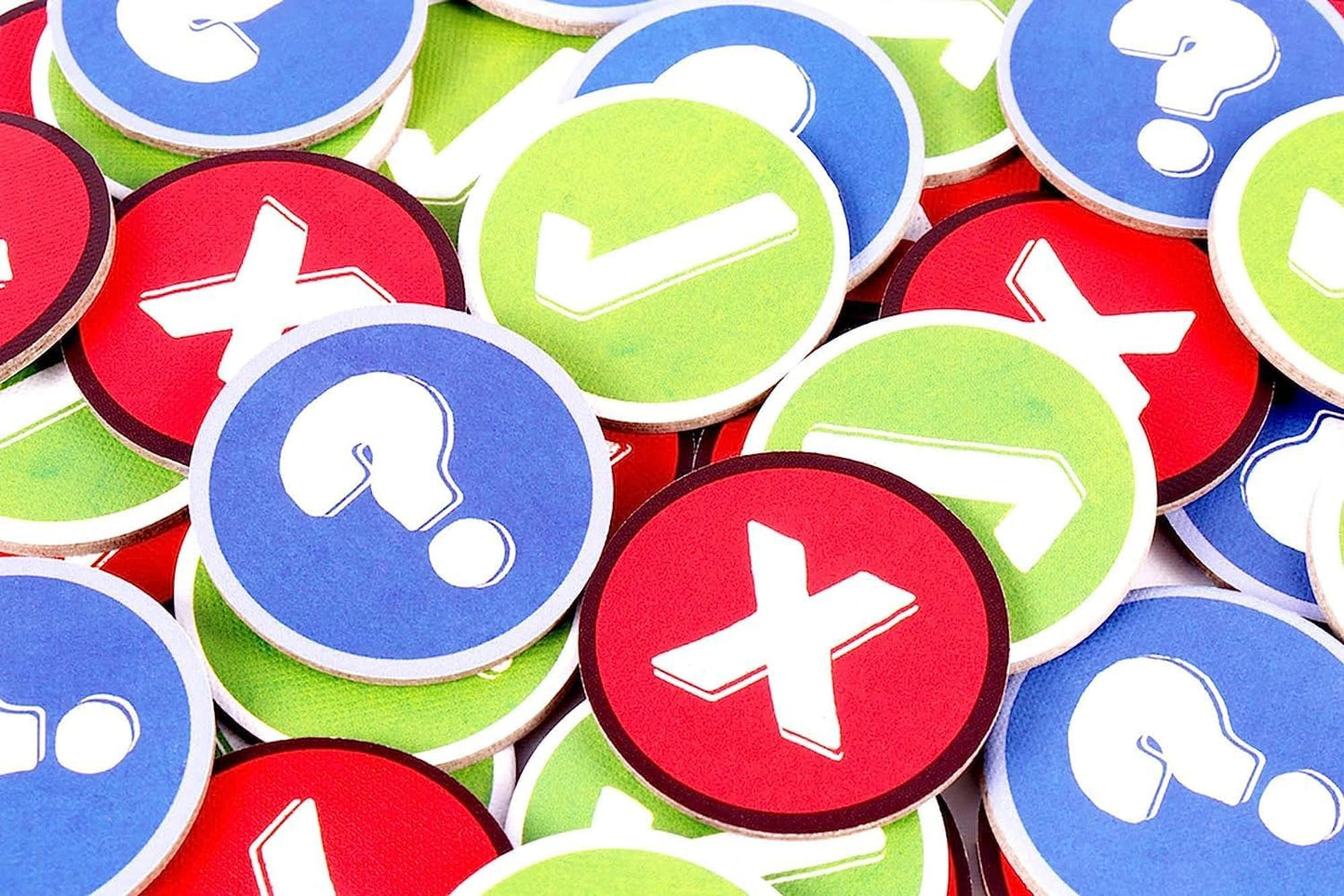 Collection of colourful circular icons with various symbols on a multicoloured background