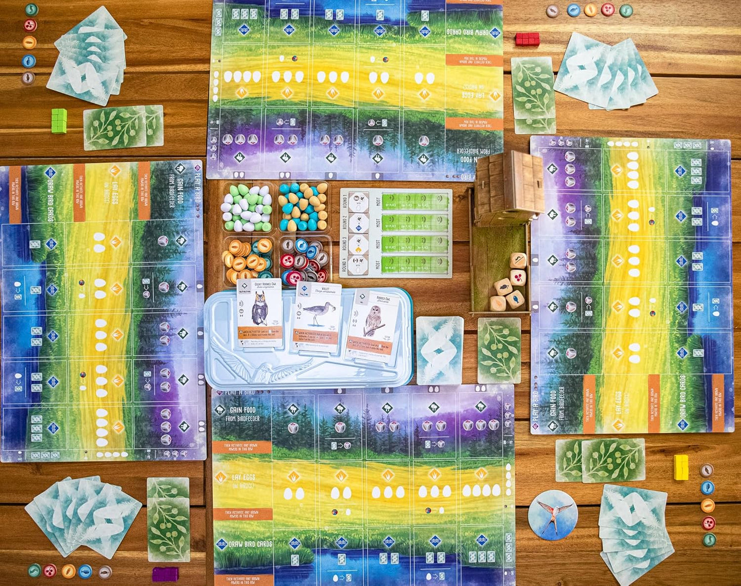 Wingspan board game components top view