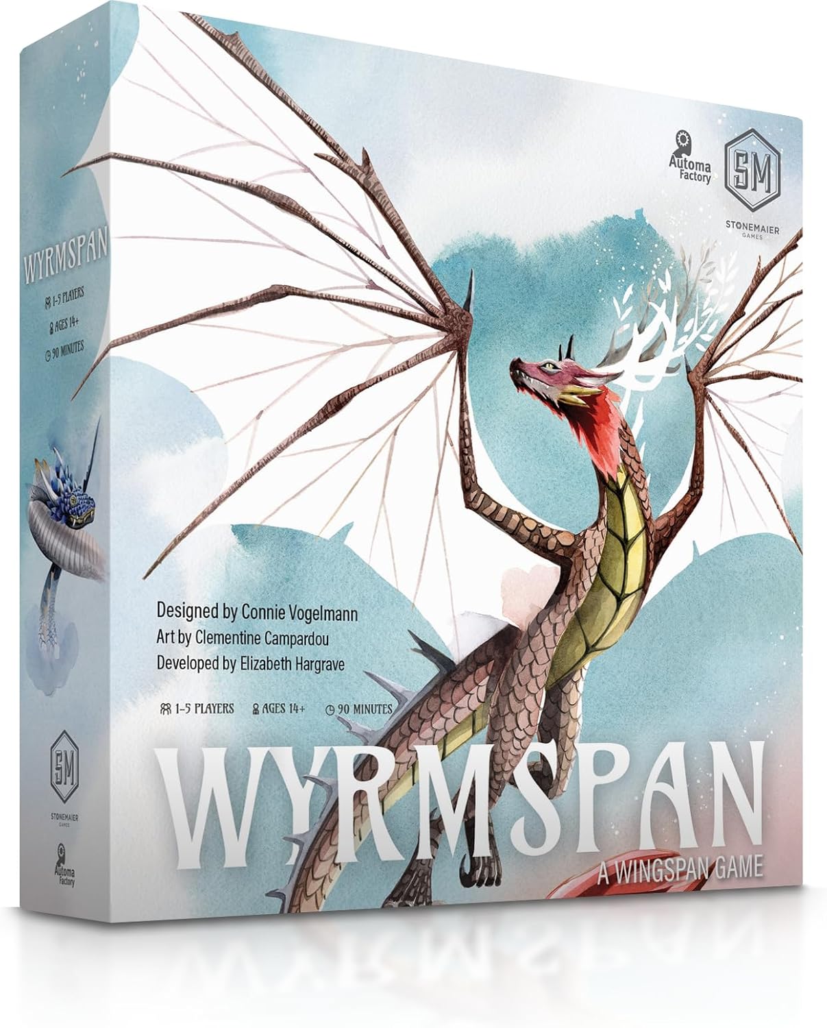 Box of Wyrmspan, a board game featuring a dragon illustration on a white background