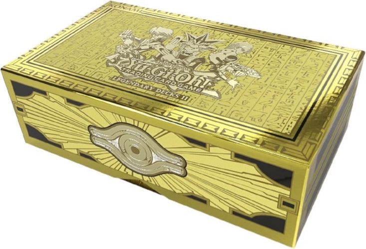 Yu-Gi-Oh! Legendary Deck II Gold trading card game box with intricate designs and branding on a white background